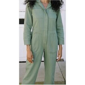 Tradlands Green Cotton Coveralls Jumpsuit Pantsuit One Piece Utility Small